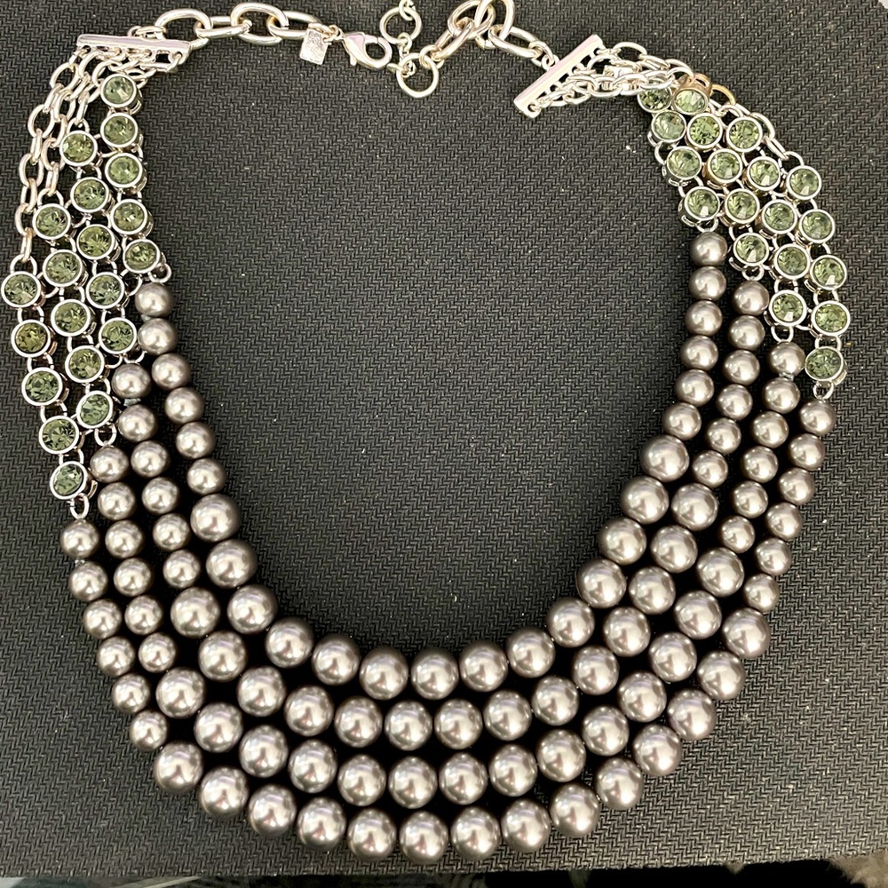 Banana Republic faux black pearl necklace, multi strand.
